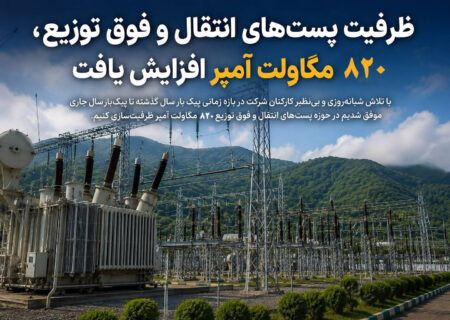 ظرفیت پست‌های انتقال و فوق توزیع، ۸۲۰ مگاولت آمپر افزایش یافت